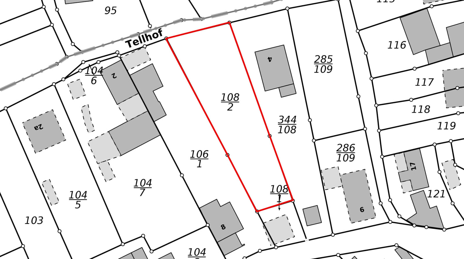 Tellhof, Großburschla, Flurkartenauszug, ALKIS